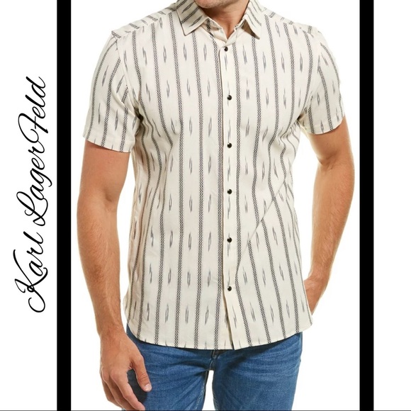 Karl Lagerfeld Aztec Snap down Short sleeve collar shirt - Picture 1 of 6
